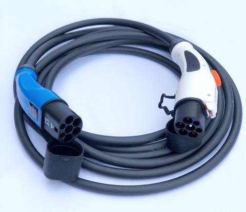 Cable de recharge pour voiture électrique Type 2 vers Type 2 - 10 mètres -  32A 22kw - Triphasé